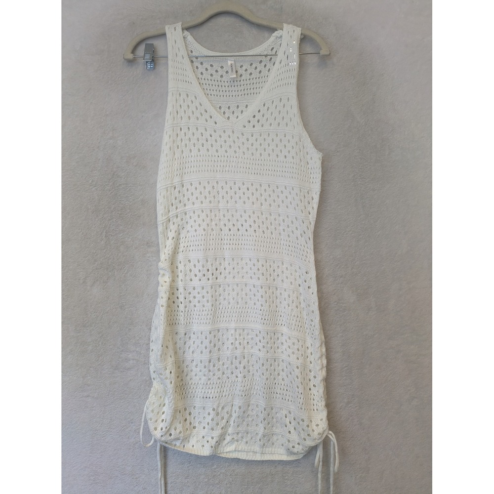 Dokotoo Crochet Cover Up Women's Medium White Cinched Side Sleeveless Dress